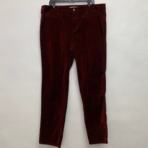 Lands' End Women's Pants 22W Red Wine Velour High Rise Slim Leg NWT